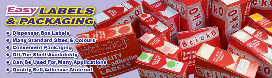 Dispenser box labels, many sizes available