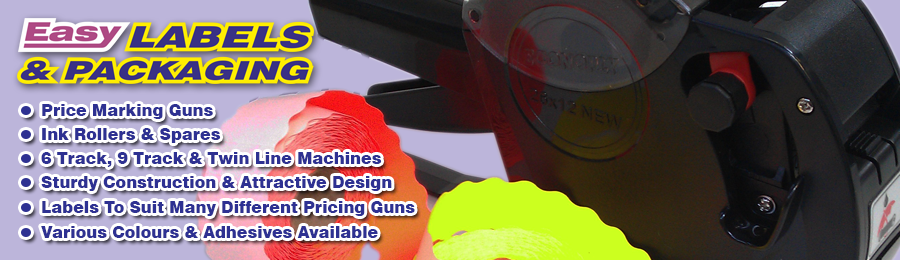 Price marking guns, labels and ink rollers